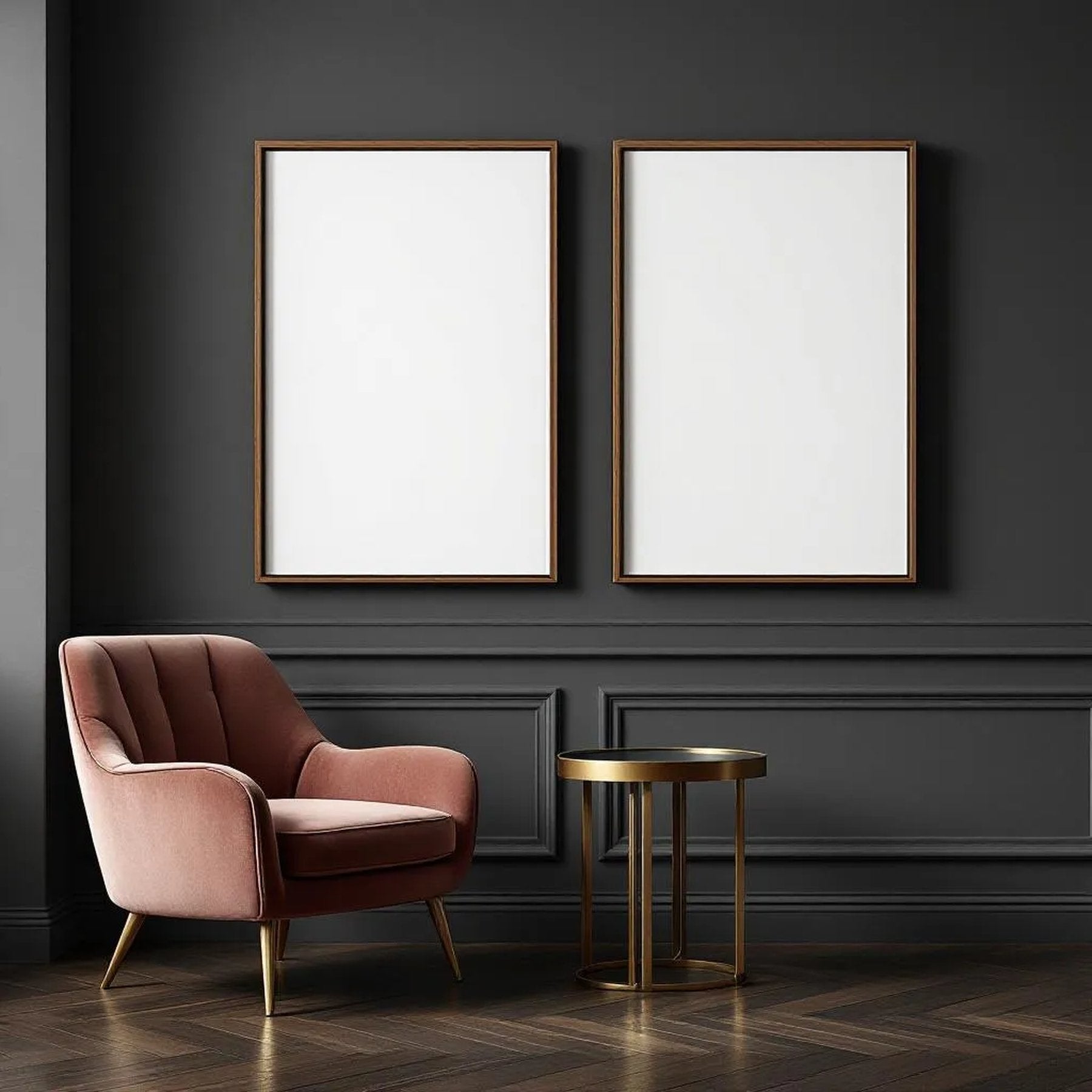 Art Deco Professional Frame Mockup — Plain Square Frame Portrait 2:3 — Perspective View — #02074 | MockupBulk