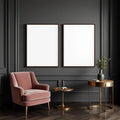 Art Deco Editorial Room Mockup — Plain Square Frame Landscape 3:4 — Perspective View — #02077 | MockupBulk