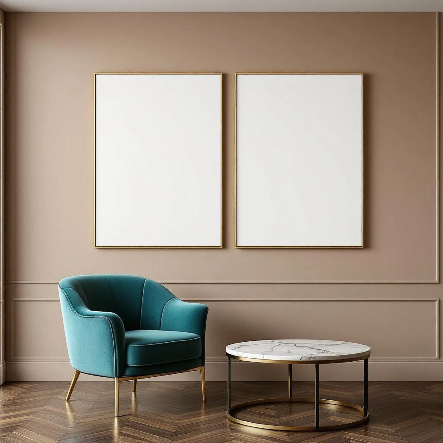 Art Deco Professional Frame Mockup — Plain Square Frame Portrait 2:3 — Perspective View — #02082 | MockupBulk