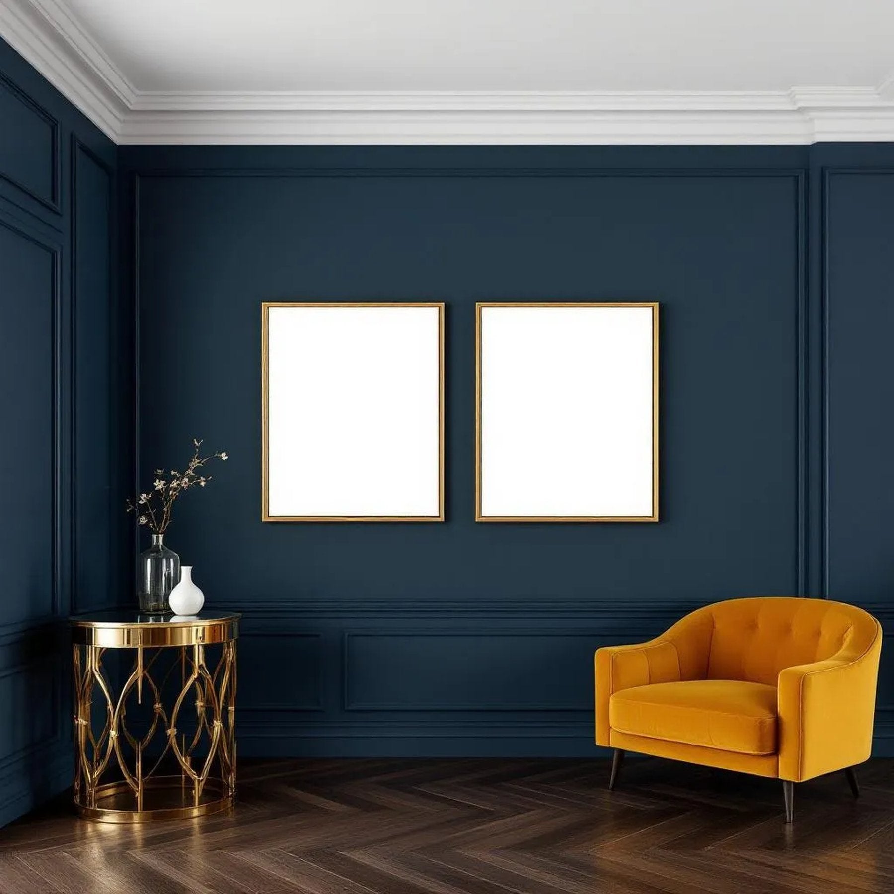 Art Deco Wall Art Mockup — Plain Square Frame Portrait 2:3 — Perspective View — #02087 | MockupBulk