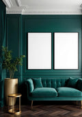 Art Deco Frame Display Mockup — Matte Black Frame Portrait 2:3 — Perspective View — #04539 | MockupBulk