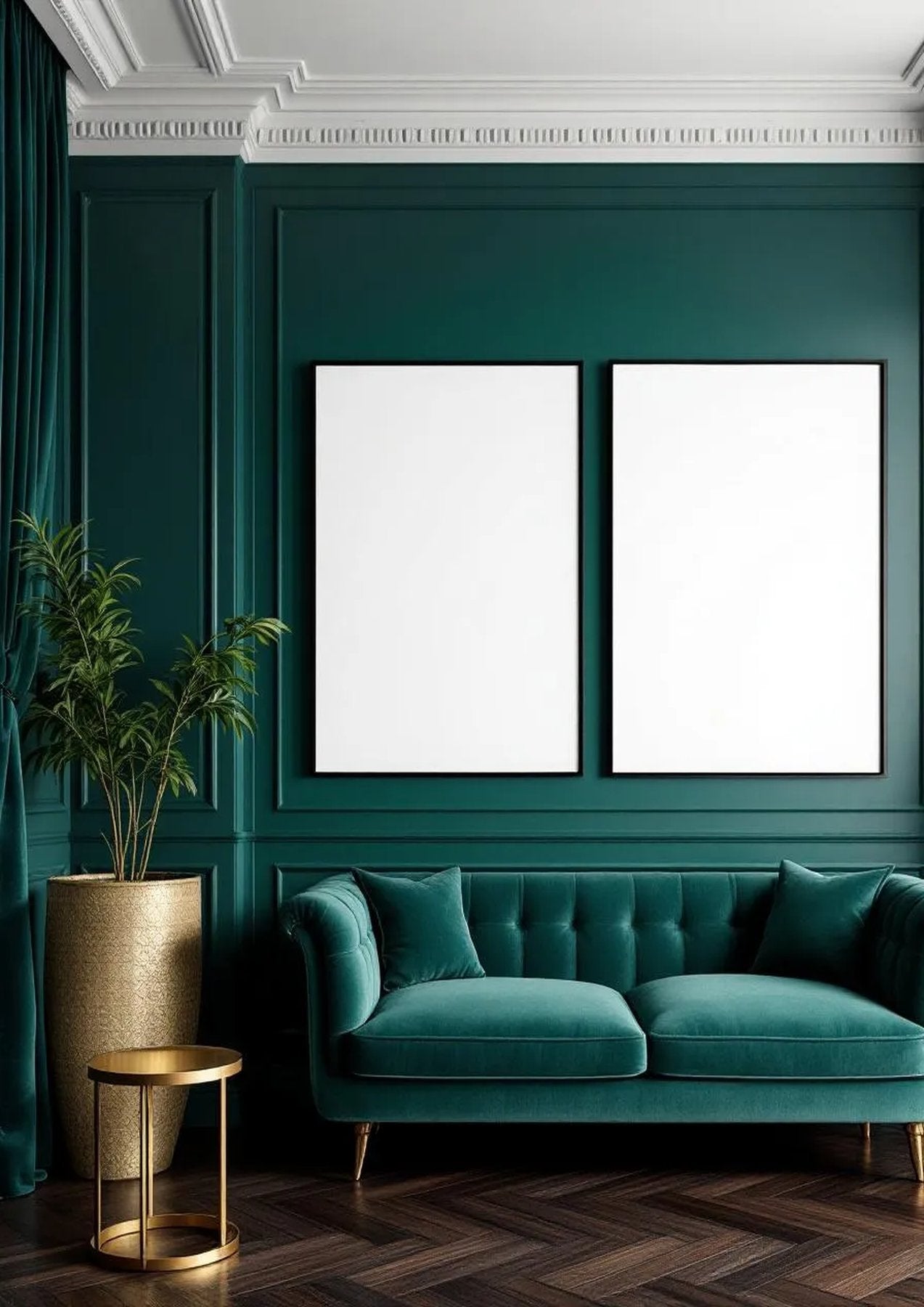 Art Deco Frame Display Mockup — Matte Black Frame Portrait 2:3 — Perspective View — #04539 | MockupBulk