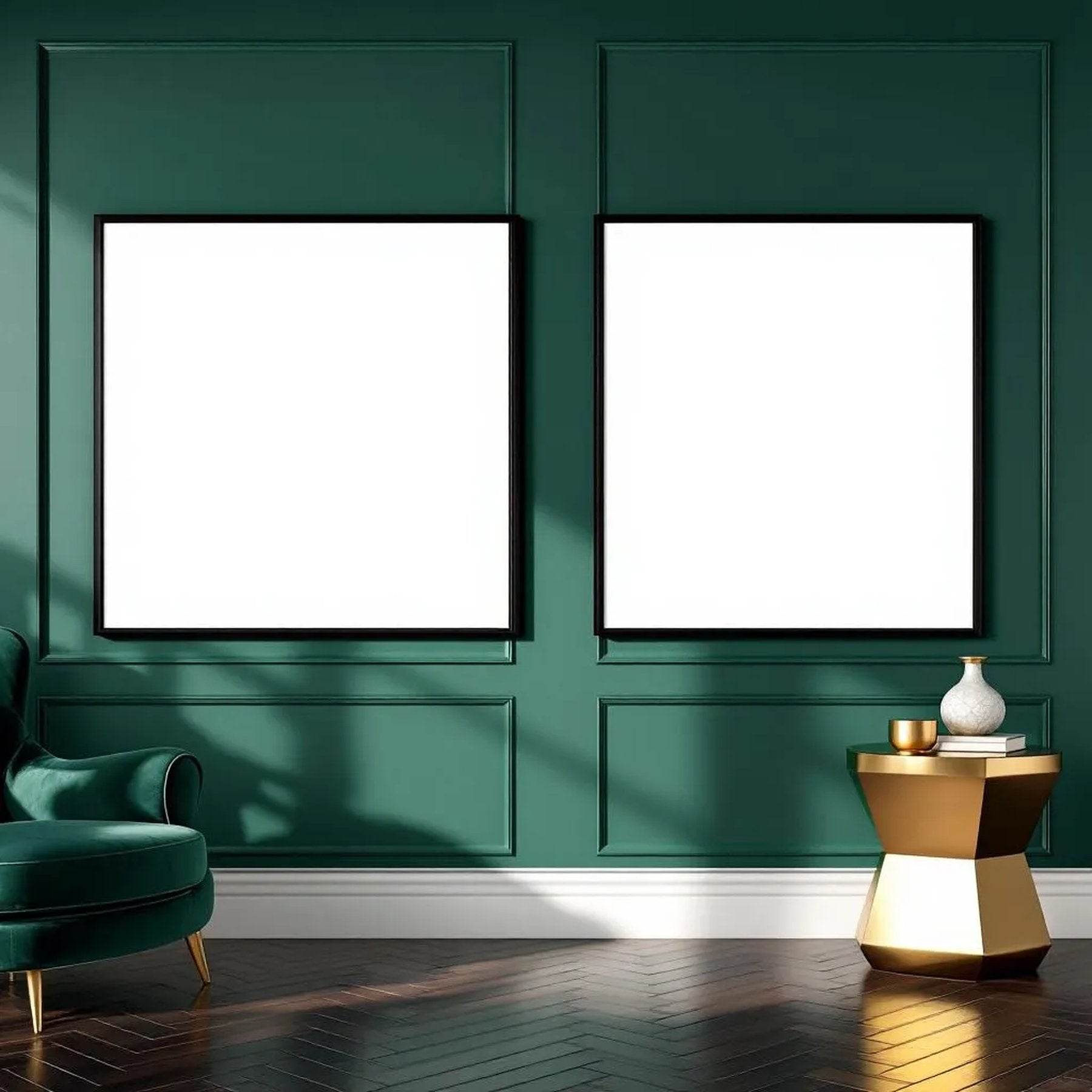 Art Deco Lifestyle Frame Mockup — Plain Square Frame Portrait 2:3 — Perspective View — #04540 | MockupBulk