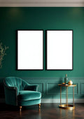 Art Deco Room Scene Mockup — Matte Black Frame Portrait 2:3 — Perspective View — #04542 | MockupBulk