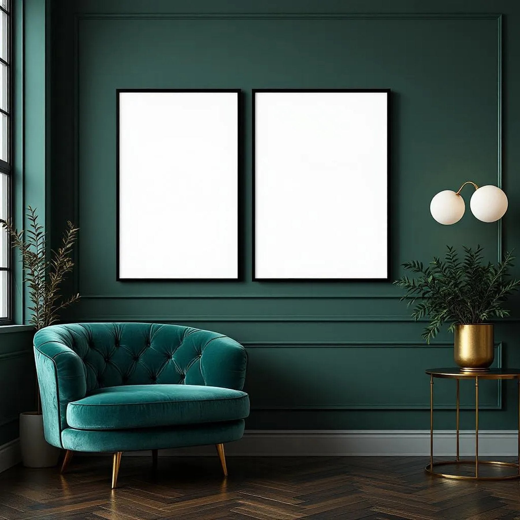 Art Deco Room Scene Mockup — Plain Square Frame A-Series (A4 / A3) — Perspective View — #04546 | MockupBulk