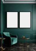 Art Deco Lifestyle Frame Mockup — Matte Black Frame Portrait 2:3 — Perspective View — #04548 | MockupBulk