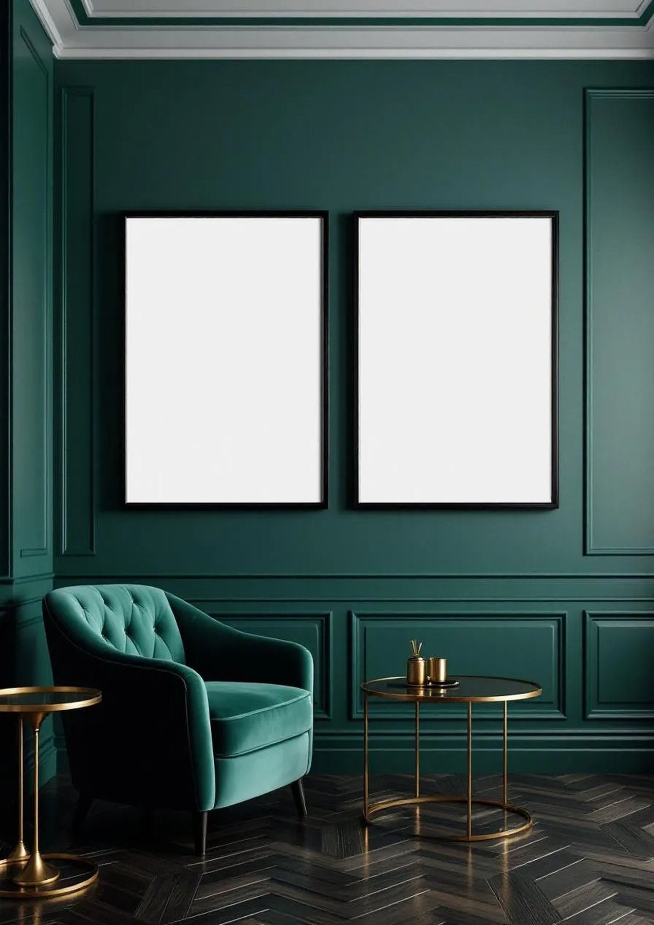 Art Deco Lifestyle Frame Mockup — Matte Black Frame Portrait 2:3 — Perspective View — #04548 | MockupBulk