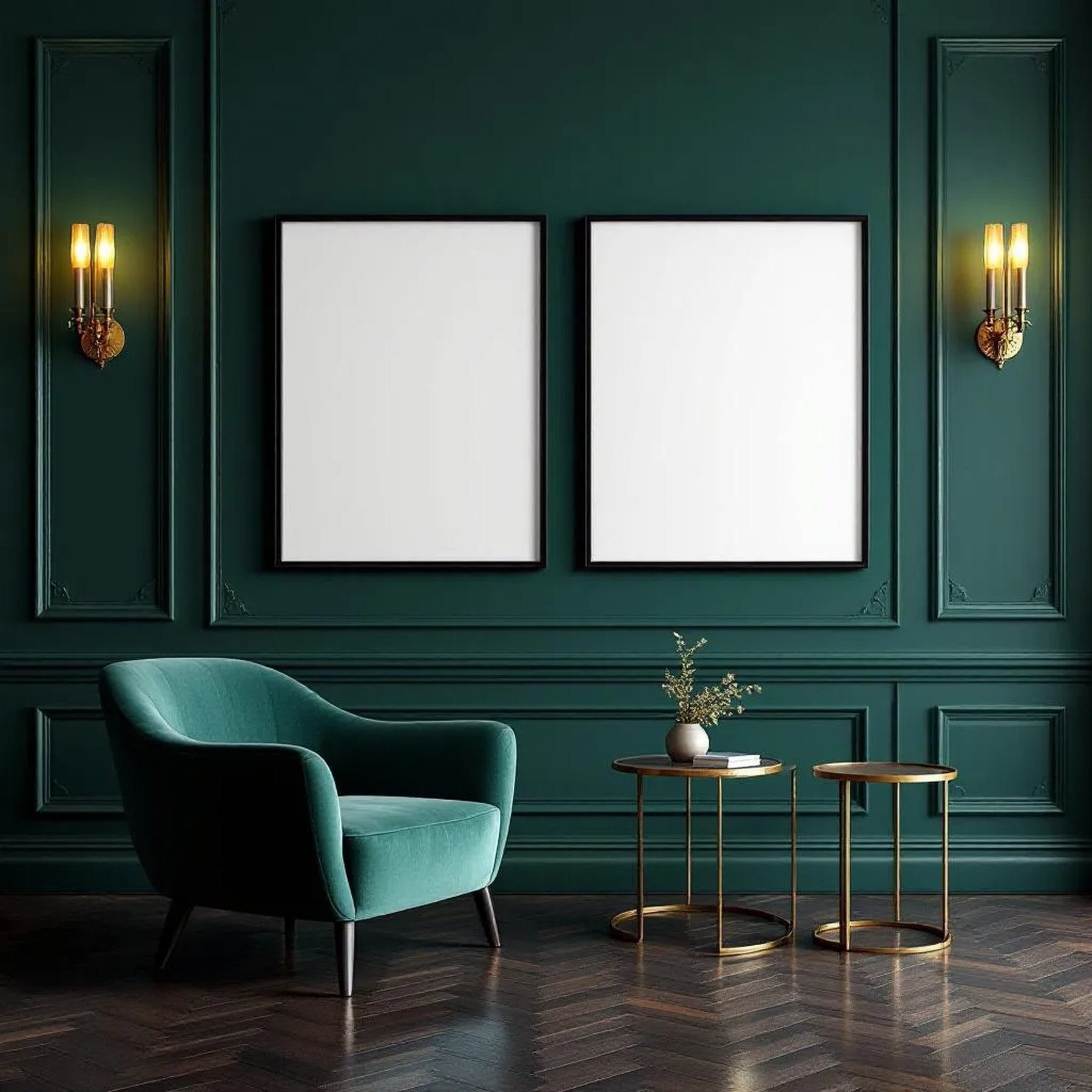 Art Deco High-Res Frame Mockup — Plain Square Frame Landscape 11x14 — Perspective View — #04552 | MockupBulk