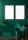 Art Deco Professional Frame Mockup — Matte Black Frame Portrait 2:3 — Perspective View — #04554 | MockupBulk