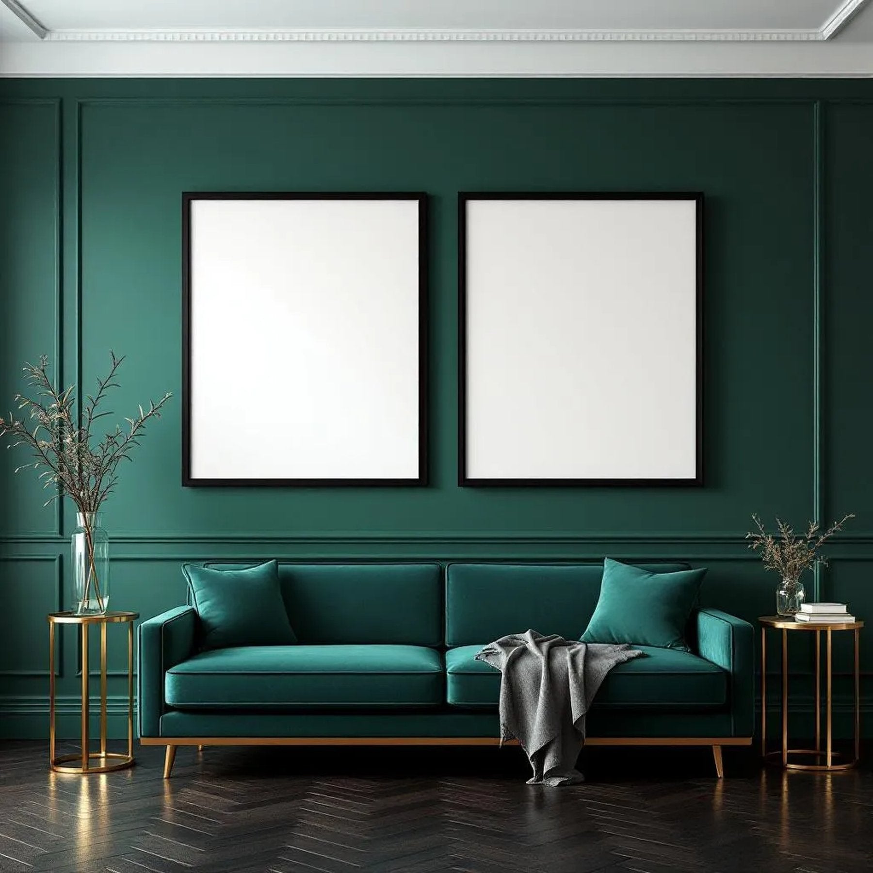 Art Deco Editorial Room Mockup — Plain Square Frame Portrait 2:3 — Perspective View — #04555 | MockupBulk