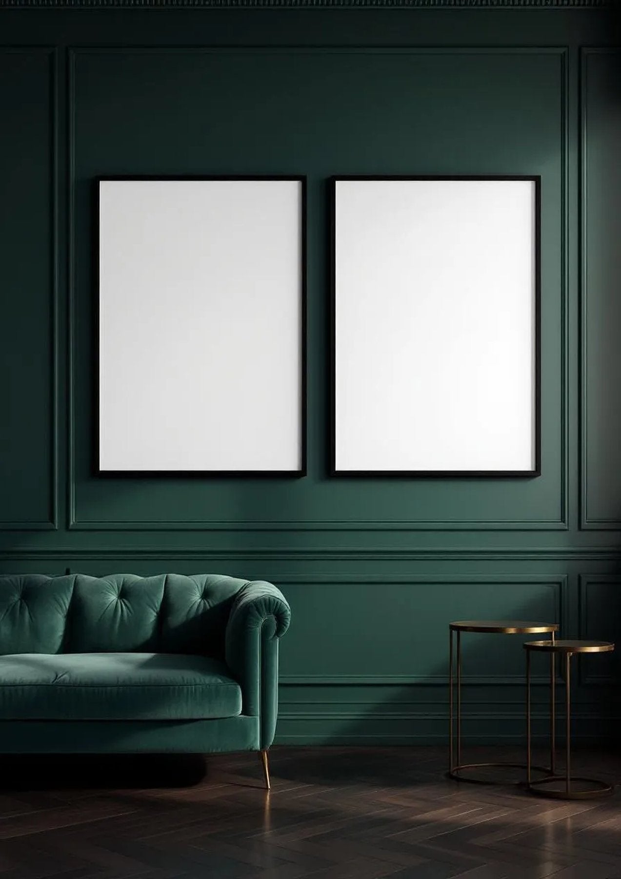 Art Deco Professional Frame Mockup — Matte Black Frame Portrait 2:3 — Perspective View — #04557 | MockupBulk