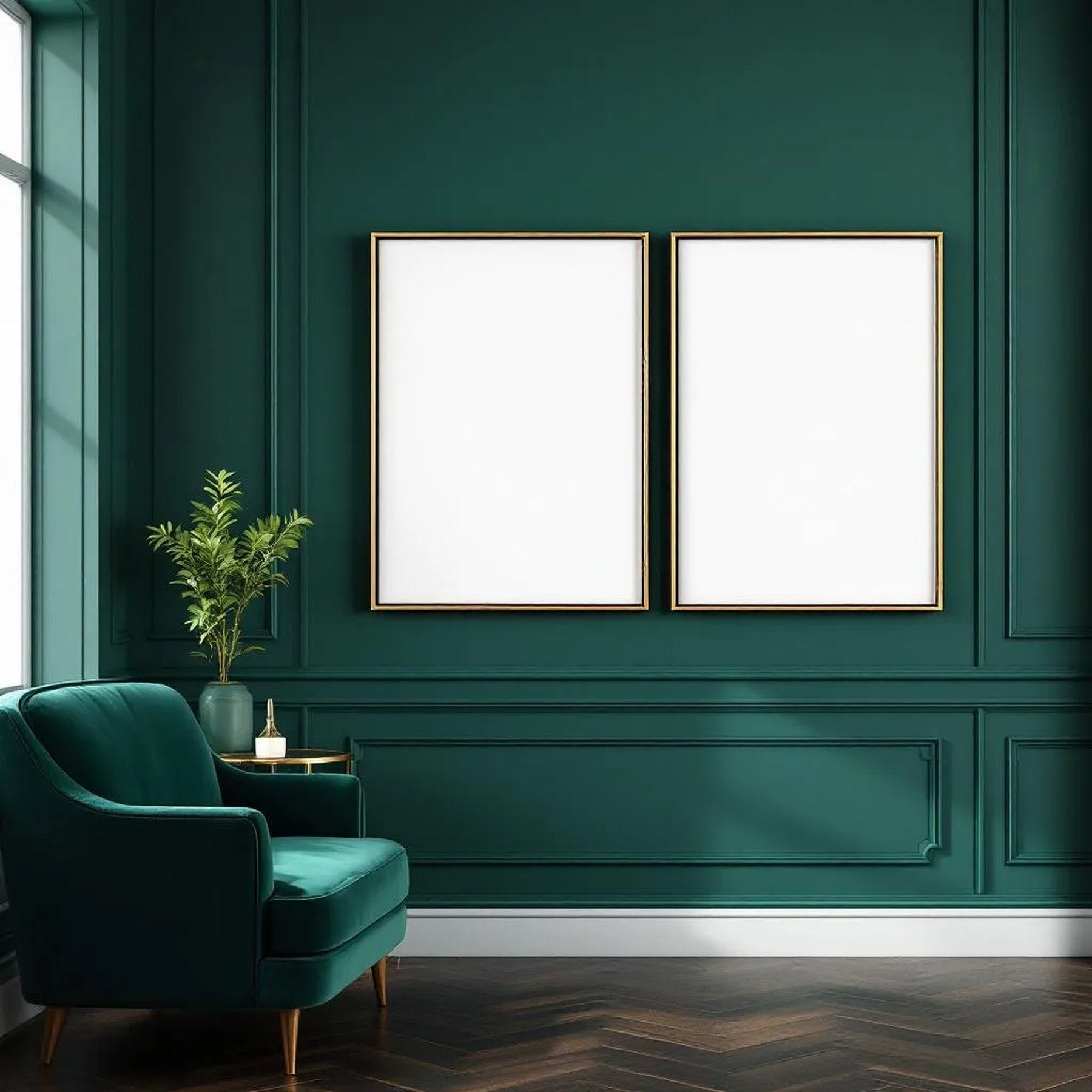 Art Deco Editorial Room Mockup — Plain Square Frame Portrait 2:3 — Perspective View — #04558 | MockupBulk