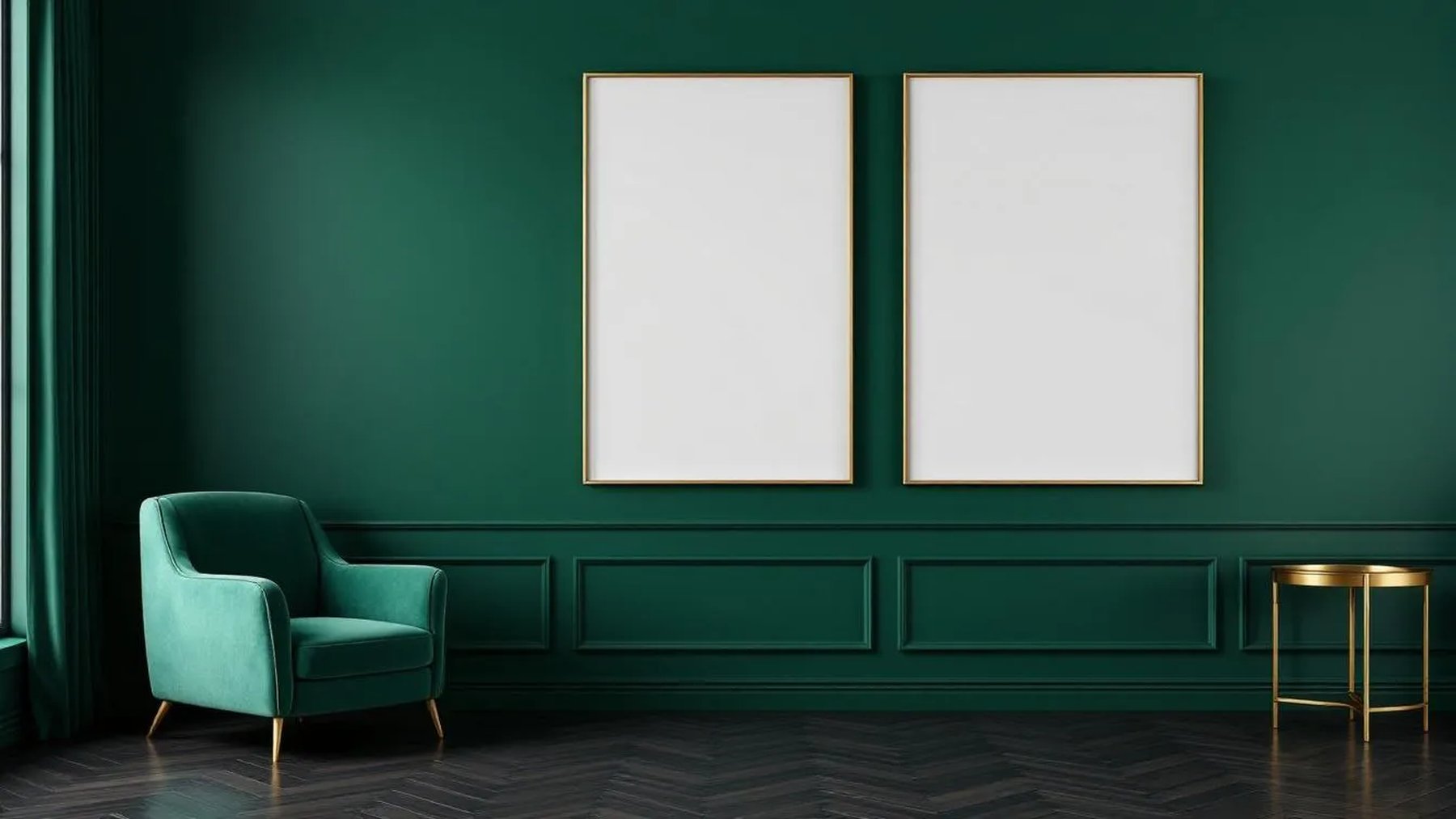 Art Deco Professional Frame Mockup — White Frame Landscape 11x14 — Perspective View — #04559 | MockupBulk