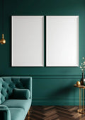 Art Deco Interior Frame Mockup — White Frame Portrait 2:3 — Perspective View — #04560 | MockupBulk
