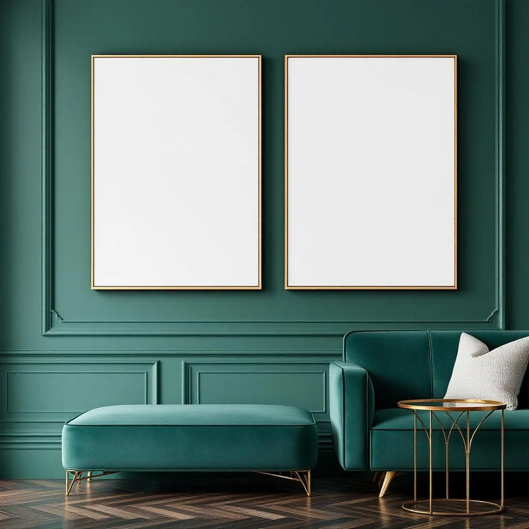 Art Deco Editorial Room Mockup — Plain Square Frame Portrait 5:7 — Perspective View — #04561 | MockupBulk