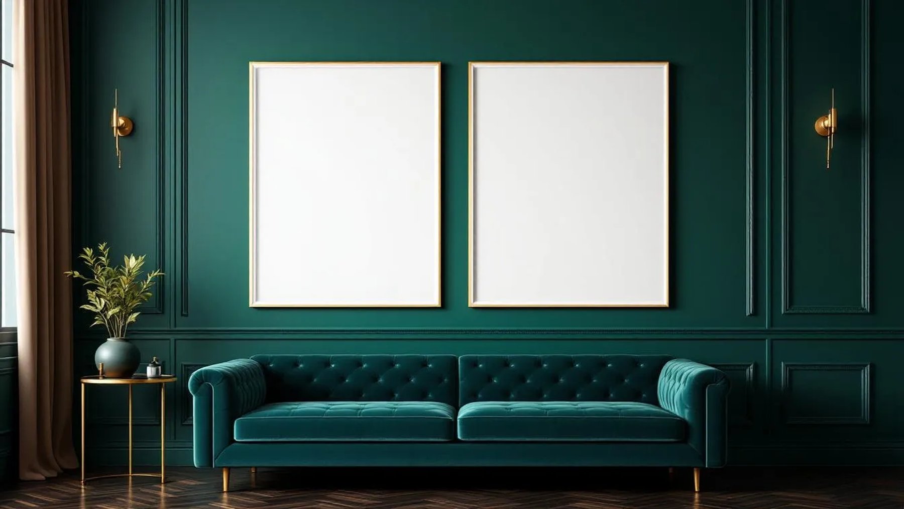 Art Deco High-Res Frame Mockup — White Frame Landscape 11x14 — Perspective View — #04562 | MockupBulk