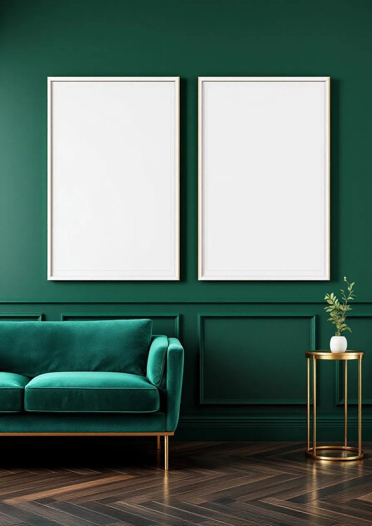 Art Deco Frame Display Mockup — White Frame Portrait 2:3 — Perspective View — #04563 | MockupBulk