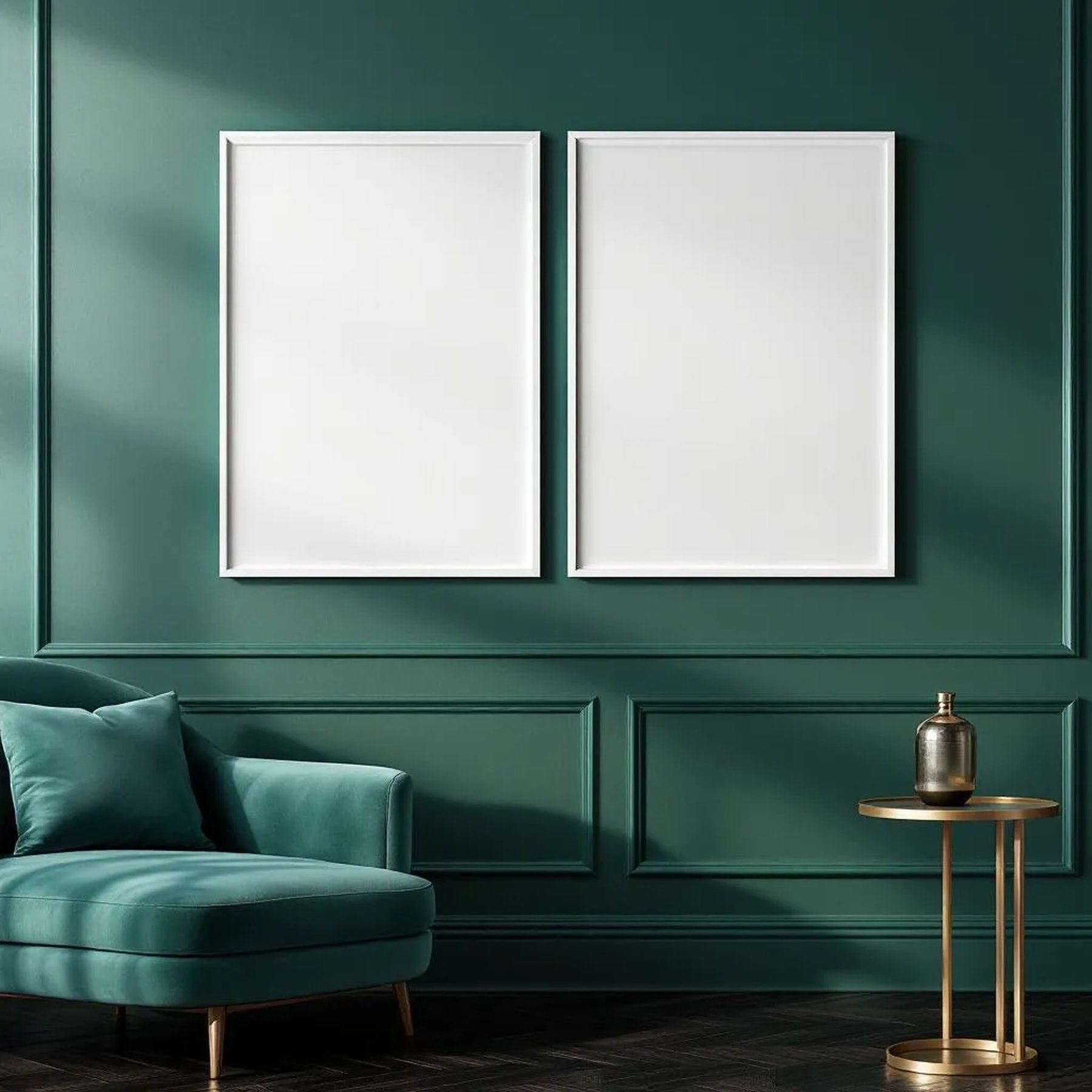 Art Deco Wall Art Mockup — Plain Square Frame Portrait 2:3 — Perspective View — #04564 | MockupBulk