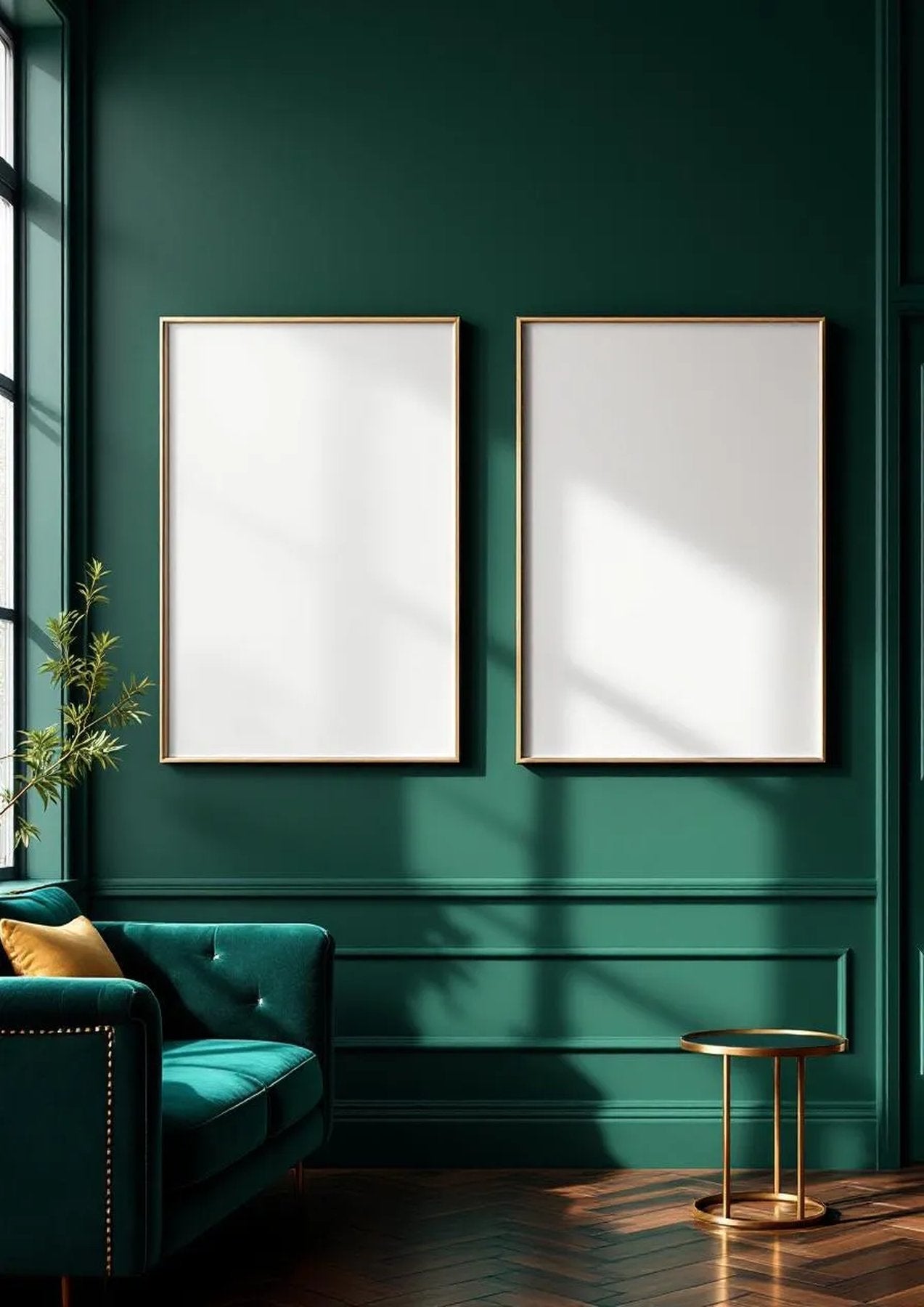 Art Deco Premium Interior Mockup — White Frame Portrait 2:3 — Perspective View — #04566 | MockupBulk
