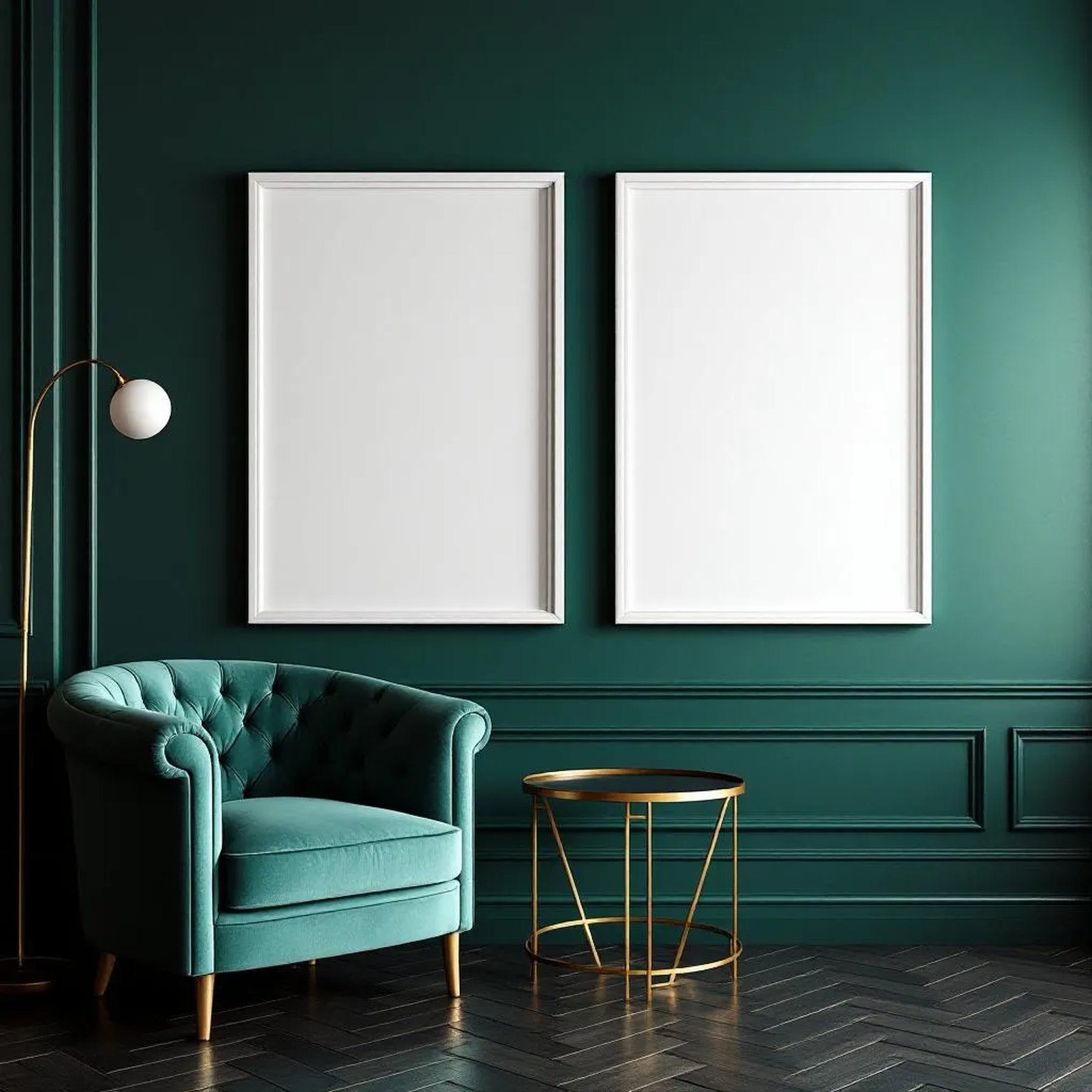 Art Deco High-Res Frame Mockup — Plain Square Frame Portrait 2:3 — Perspective View — #04570 | MockupBulk