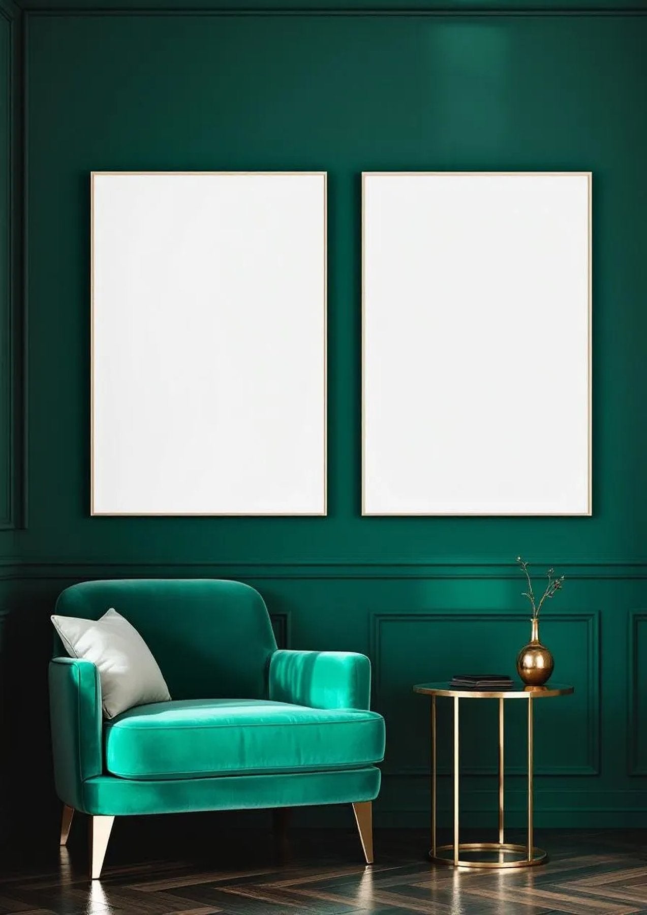 Art Deco Frame Display Mockup — White Frame Portrait 2:3 — Perspective View — #04572 | MockupBulk