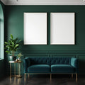 Art Deco Wall Art Mockup — Plain Square Frame Portrait 2:3 — Perspective View — #04573 | MockupBulk