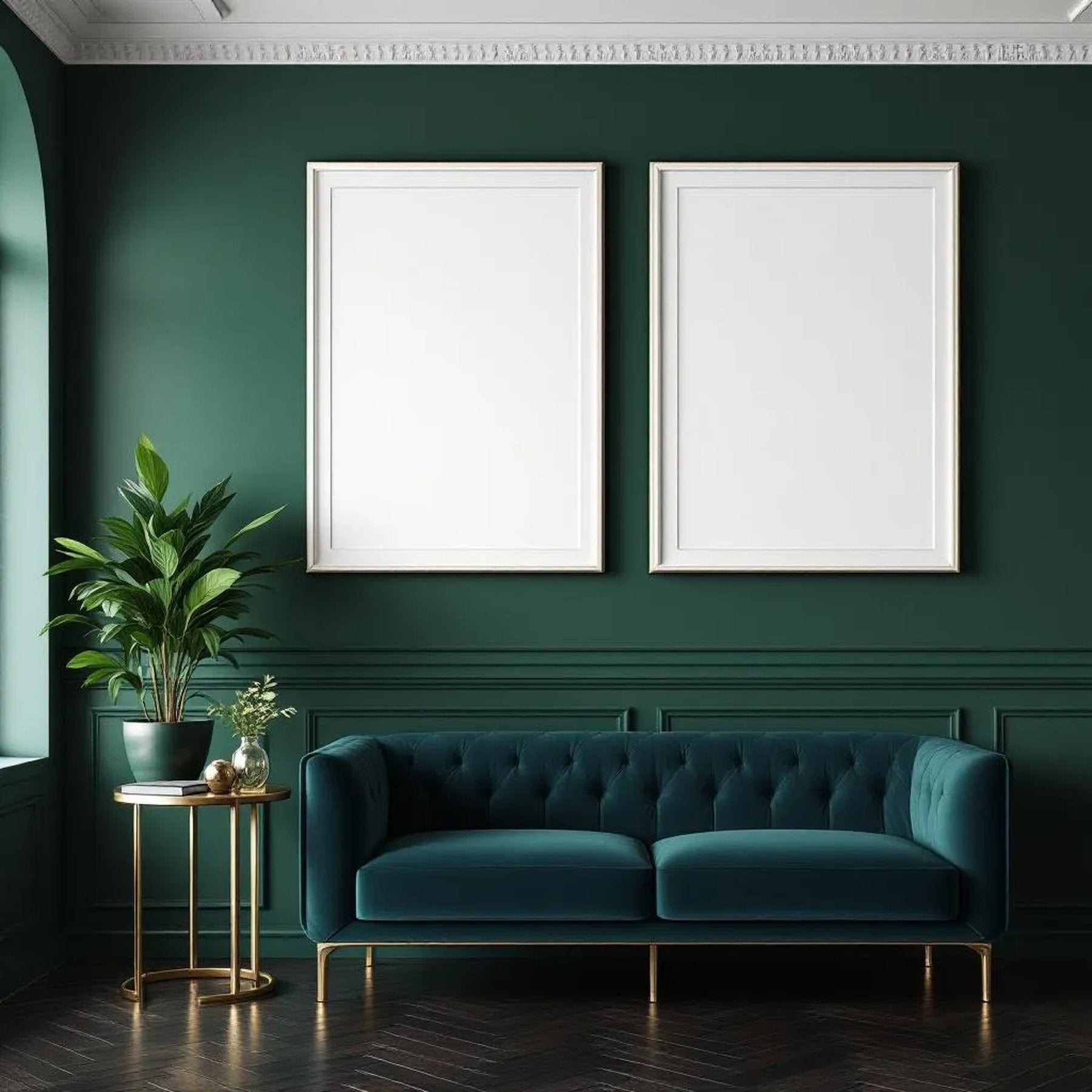 Art Deco Wall Art Mockup — Plain Square Frame Portrait 2:3 — Perspective View — #04573 | MockupBulk