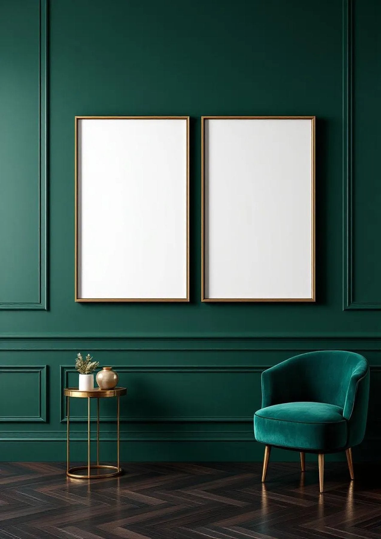 Art Deco Frame Display Mockup — White Frame Portrait 2:3 — Perspective View — #04575 | MockupBulk