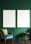 Art Deco Styled Room Mockup — White Frame A-Series (A4 / A3) — Perspective View — #04578 | MockupBulk