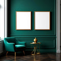 Art Deco Room Scene Mockup — Plain Square Frame Portrait 4:5 — Perspective View — #04582 | MockupBulk