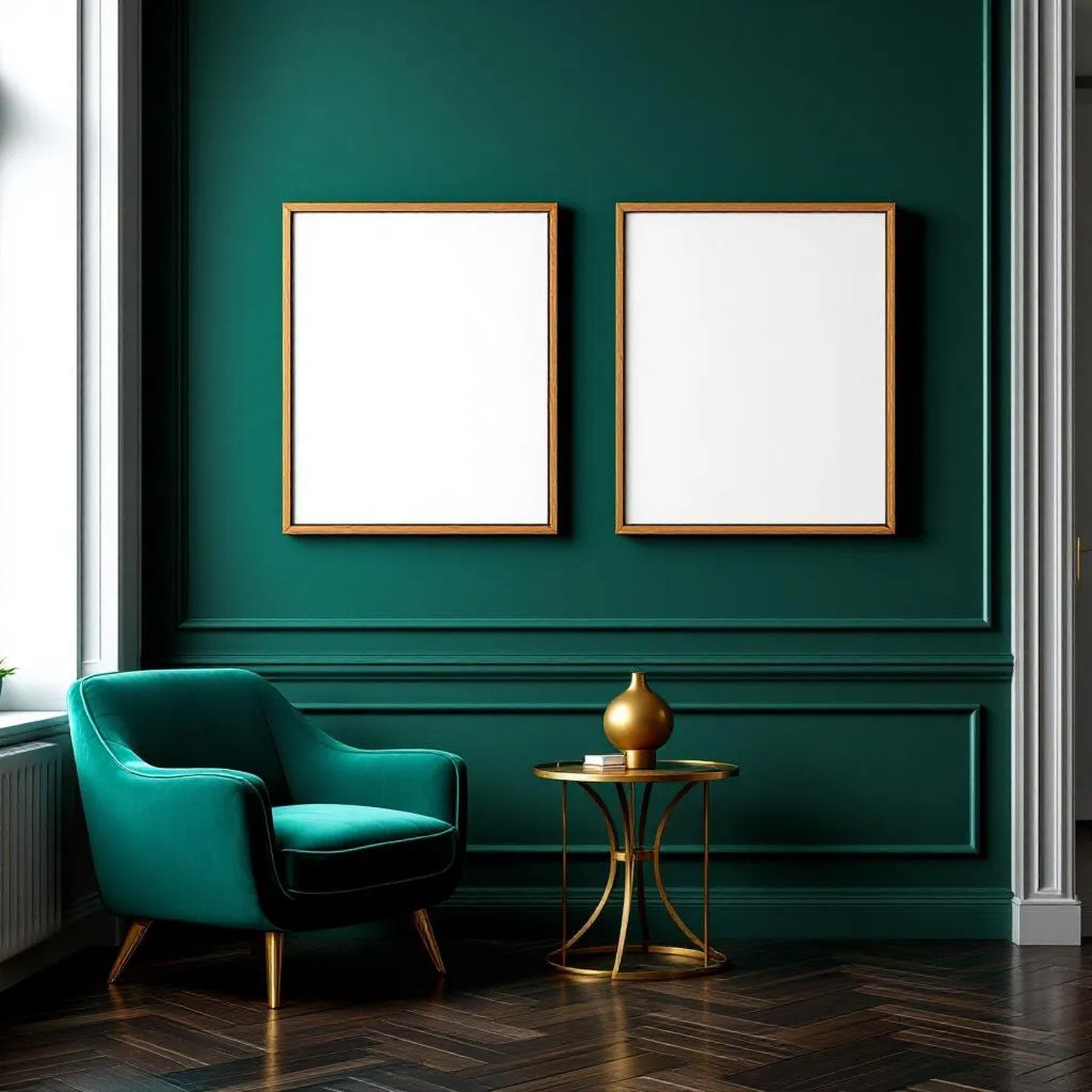 Art Deco Room Scene Mockup — Plain Square Frame Portrait 4:5 — Perspective View — #04582 | MockupBulk