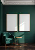 Art Deco Room Scene Mockup — Natural Oak Frame Portrait 2:3 — Perspective View — #04584 | MockupBulk