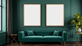 Art Deco Wall Art Mockup — Natural Oak Frame Portrait 4:5 — Perspective View — #04586 | MockupBulk