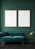 Art Deco Wall Art Mockup — Natural Oak Frame A-Series (A4 / A3) — Perspective View — #04587 | MockupBulk