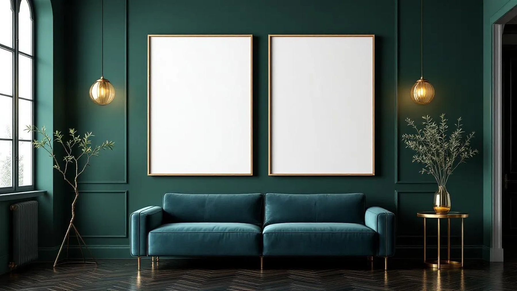 Art Deco High-Res Frame Mockup — Natural Oak Frame Portrait 5:7 — Perspective View — #04589 | MockupBulk