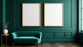 Art Deco Premium Interior Mockup — Natural Oak Frame Portrait 4:5 — Perspective View — #04592 | MockupBulk