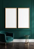 Art Deco Styled Room Mockup — Natural Oak Frame Portrait 2:3 — Perspective View — #04593 | MockupBulk