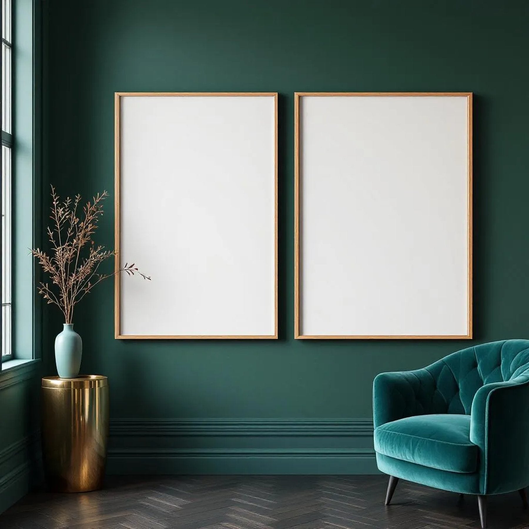 Art Deco Frame Display Mockup — Plain Square Frame Portrait 2:3 — Perspective View — #04594 | MockupBulk