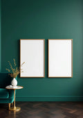 Art Deco Premium Interior Mockup — Natural Oak Frame Portrait 2:3 — Perspective View — #04596 | MockupBulk