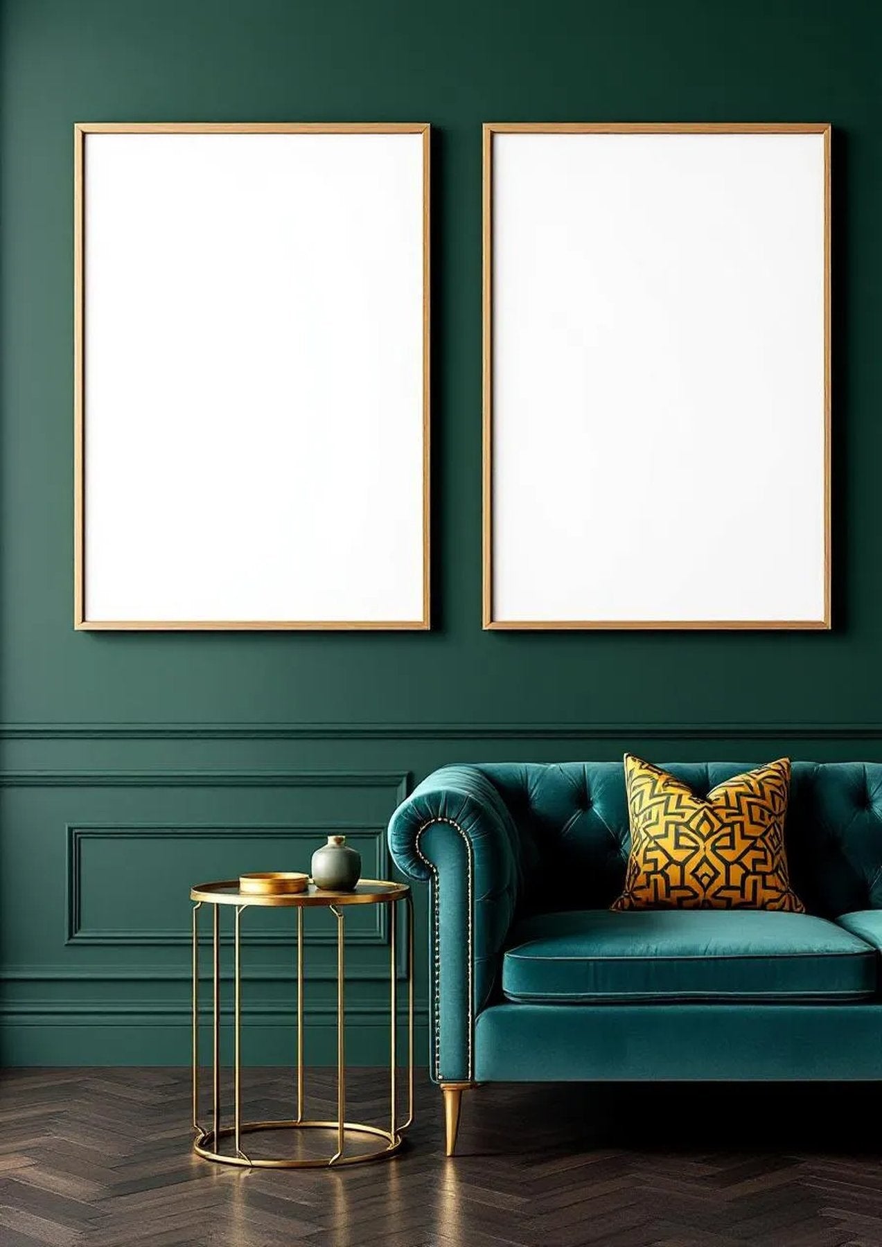 Art Deco Professional Frame Mockup — Natural Oak Frame A-Series (A4 / A3) — Perspective View — #04599 | MockupBulk