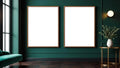 Art Deco Interior Frame Mockup — Walnut Frame Landscape 3:4 — Perspective View — #04601 | MockupBulk