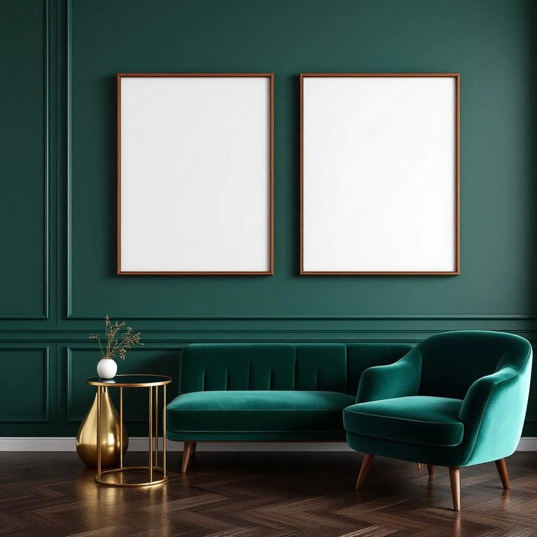 Art Deco Premium Interior Mockup — Plain Square Frame Landscape 11x14 — Perspective View — #04603 | MockupBulk
