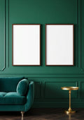 Art Deco Lifestyle Frame Mockup — Walnut Frame Portrait 2:3 — Perspective View — #04605 | MockupBulk