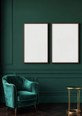 Art Deco Room Scene Mockup — Walnut Frame Portrait 2:3 — Perspective View — #04608 | MockupBulk