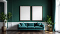 Art Deco Styled Room Mockup — Walnut Frame Portrait 2:3 — Perspective View — #04610 | MockupBulk