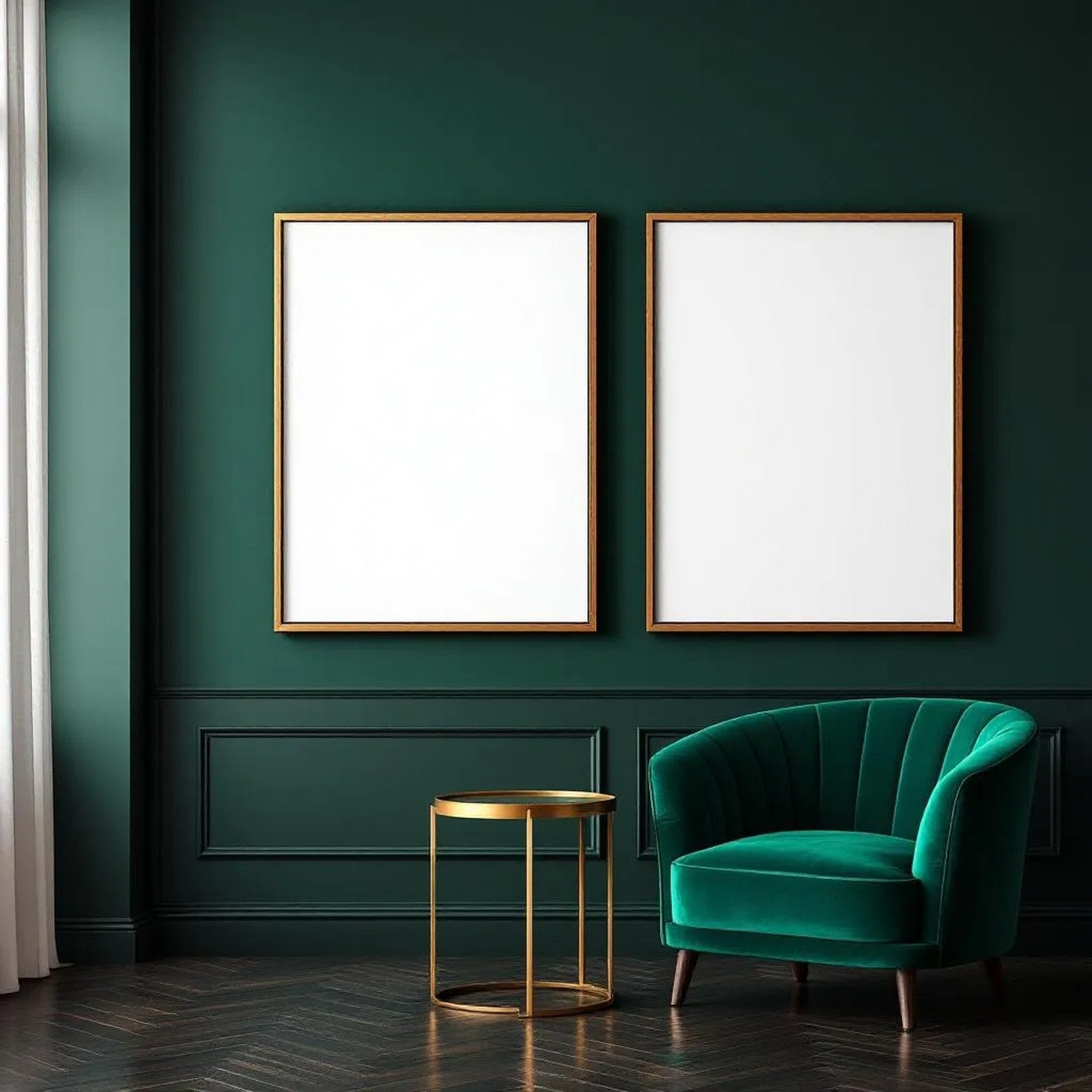 Art Deco Styled Room Mockup — Plain Square Frame Landscape 3:4 — Perspective View — #04612 | MockupBulk