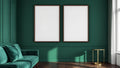 Art Deco Room Scene Mockup — Walnut Frame Portrait 2:3 — Perspective View — #04613 | MockupBulk