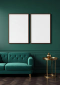 Art Deco Interior Frame Mockup — Walnut Frame Portrait 2:3 — Perspective View — #04614 | MockupBulk