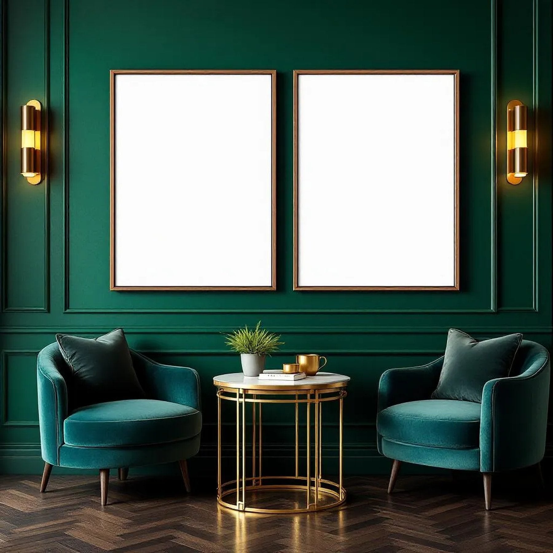 Art Deco Frame Display Mockup — Plain Square Frame Portrait 5:7 — Perspective View — #04615 | MockupBulk