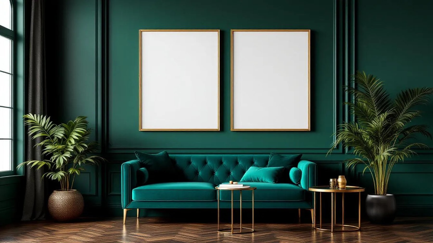 Art Deco High-Res Frame Mockup — Gold Frame Landscape 11x14 — Perspective View — #04622 | MockupBulk